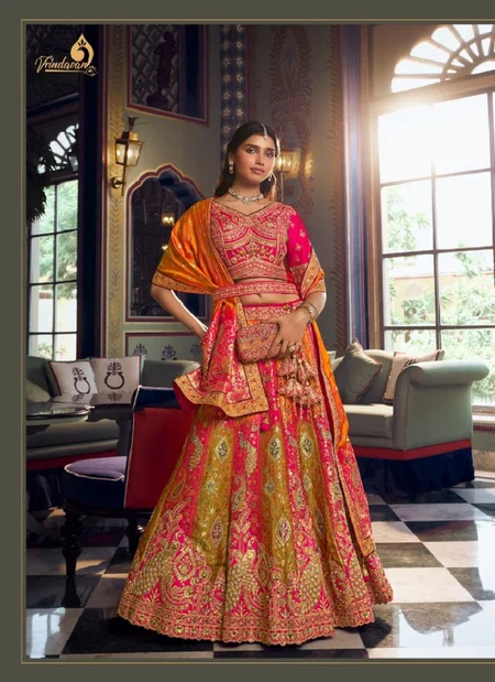 Orange Multicolour Vrindavan Vol 73 By Royal Banarasi Premium Silk Lehenga Choli 10380